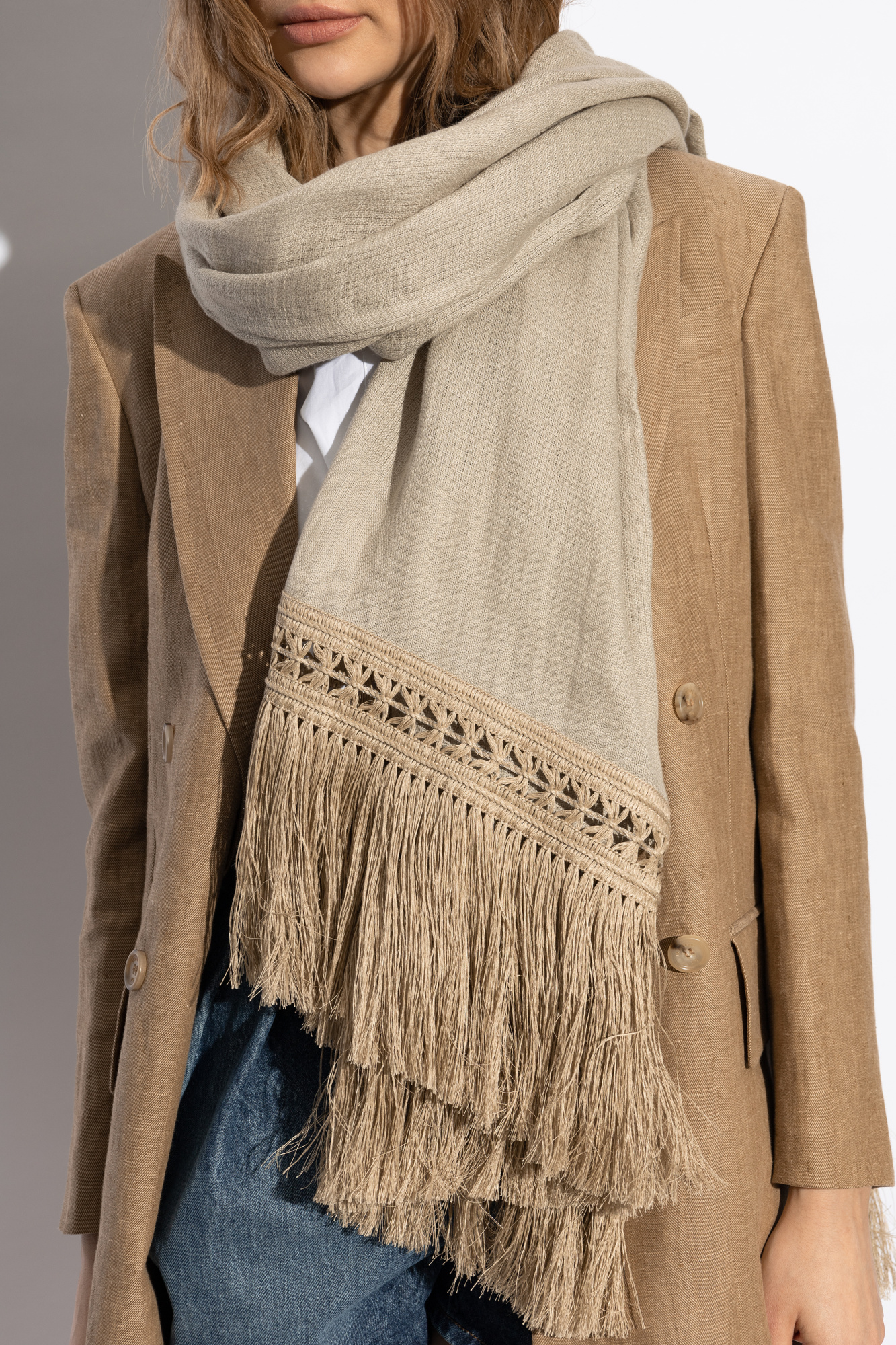 スカーフ Max Mara Grammo Stole In Ivory Linen Yarn Linen yarn stole, ivory | 